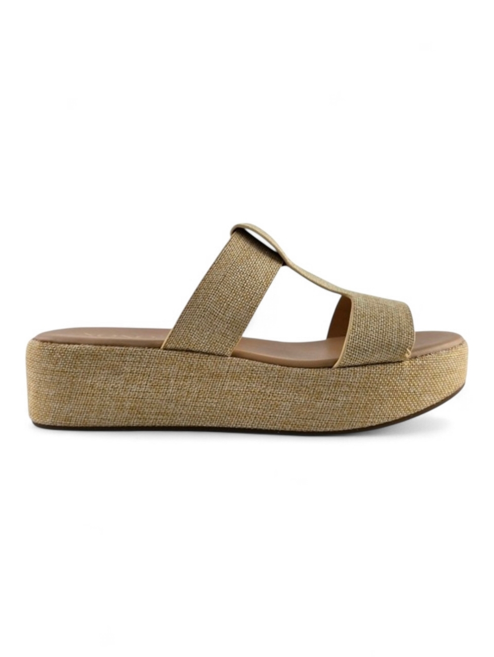 XOXO Women's Carlita Platform Slide Sandals Beige Metallic Fleck Dressy 8.5